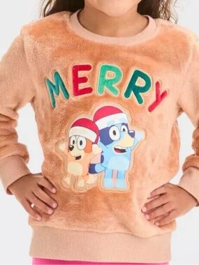 Bluey Bingo Girls Christmas Merry Plush Sweater 18M NWT